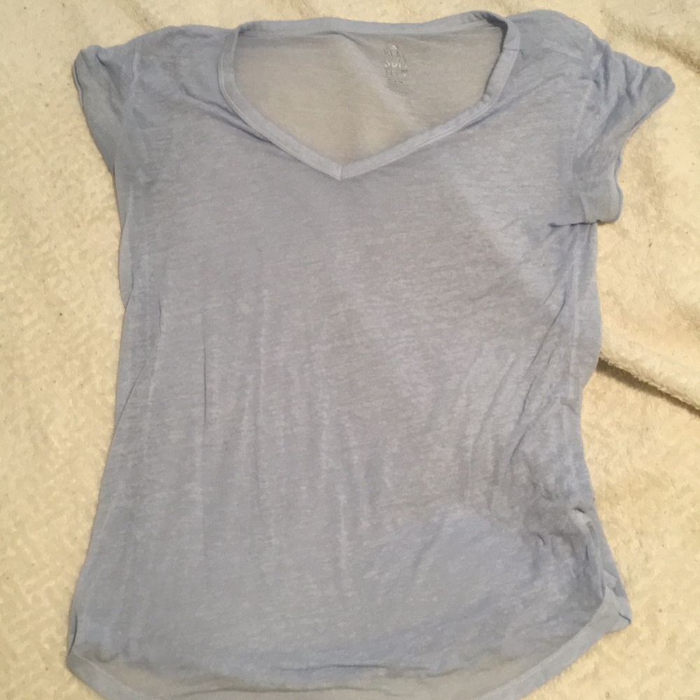 Distressed tissue t shirt light blue